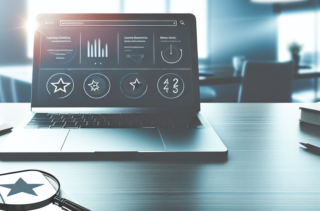 Laptop and phone showing online review and search analytics concept for reputation management and brand trust