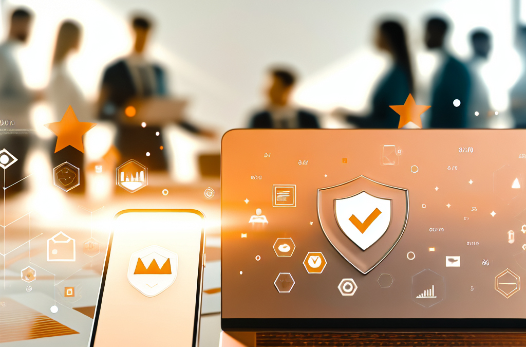 Online reputation management concept with reviews, analytics, and business trust elements