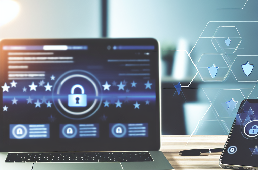 Online reputation management concept with reviews and brand trust on digital devices