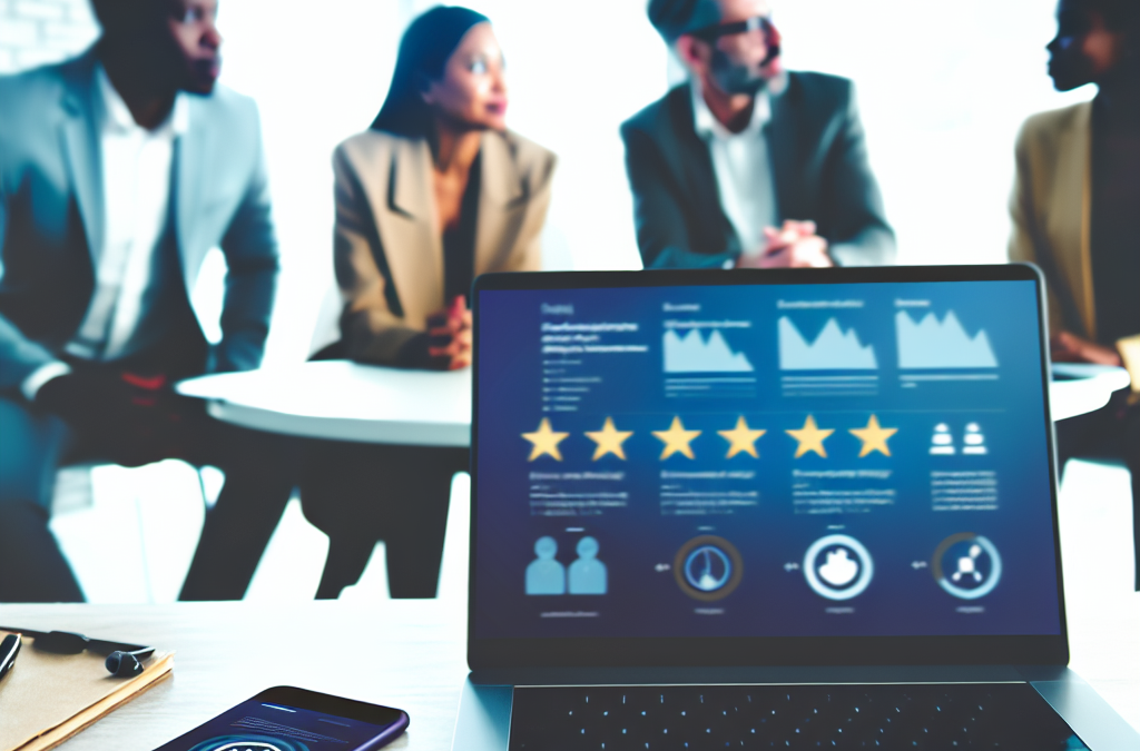 Analytics and review ratings concept representing online reputation management and brand trust