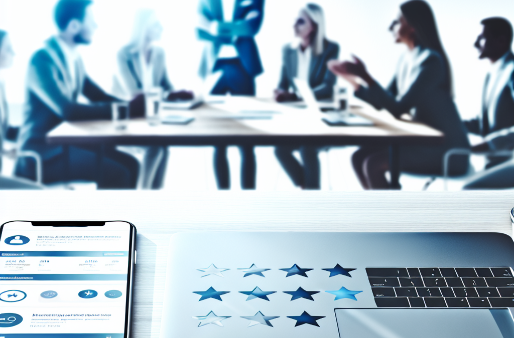 Team reviewing online ratings and brand analytics to improve reputation and trust