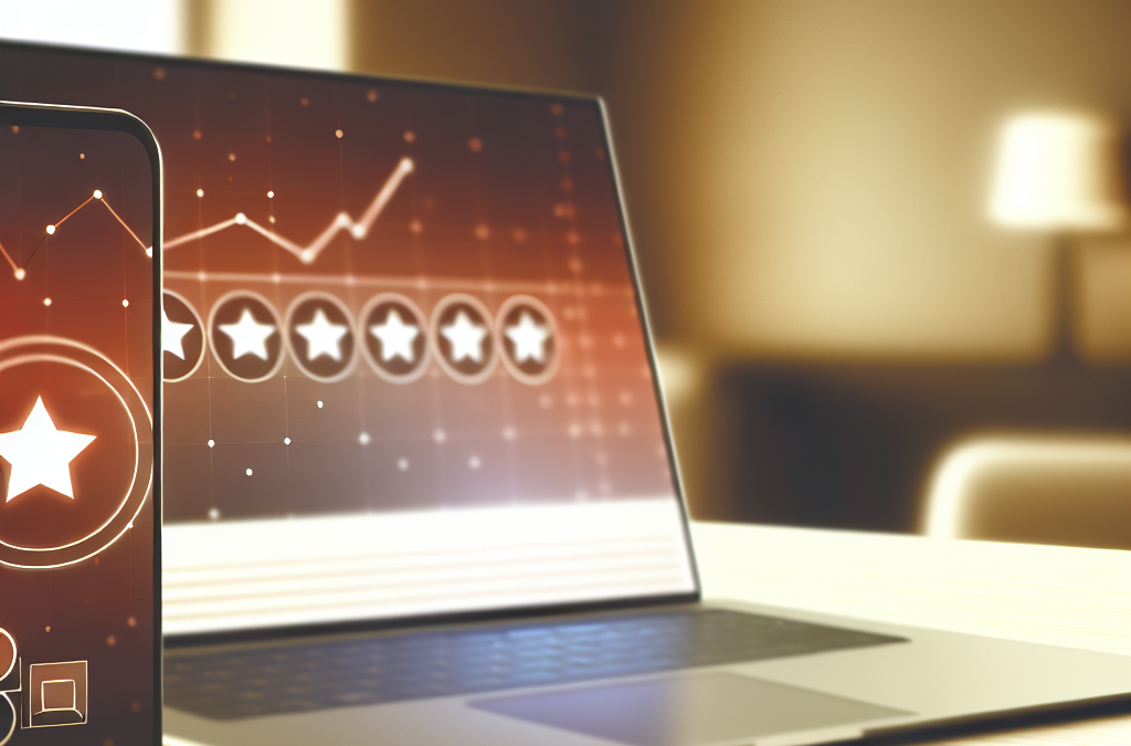 Laptop and smartphone on a desk representing online reputation management, reviews, and brand trust