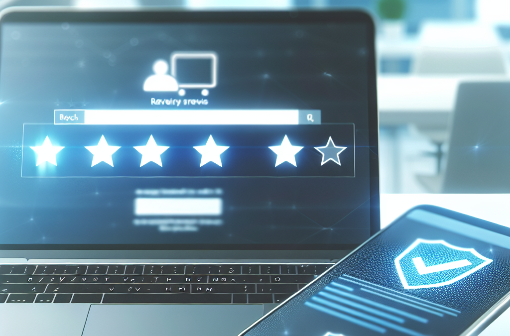 Laptop and smartphone representing reviews, search visibility, and brand trust for online reputation management