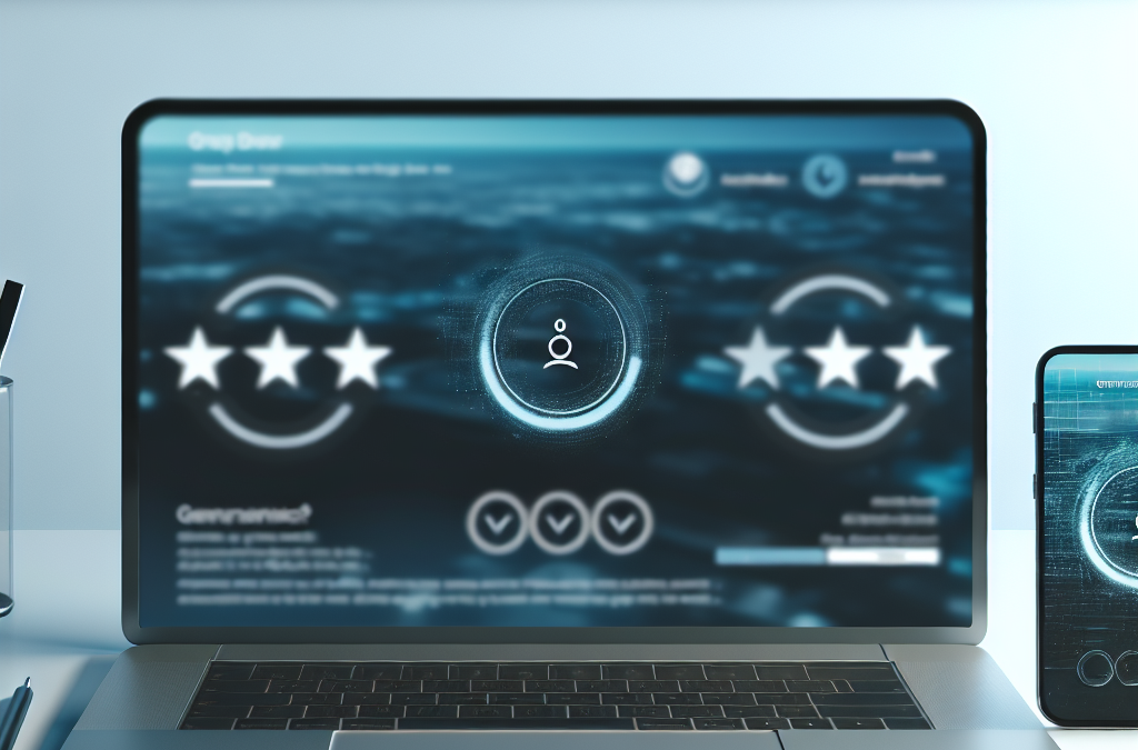 Online reputation management concept with reviews and trust signals on digital devices